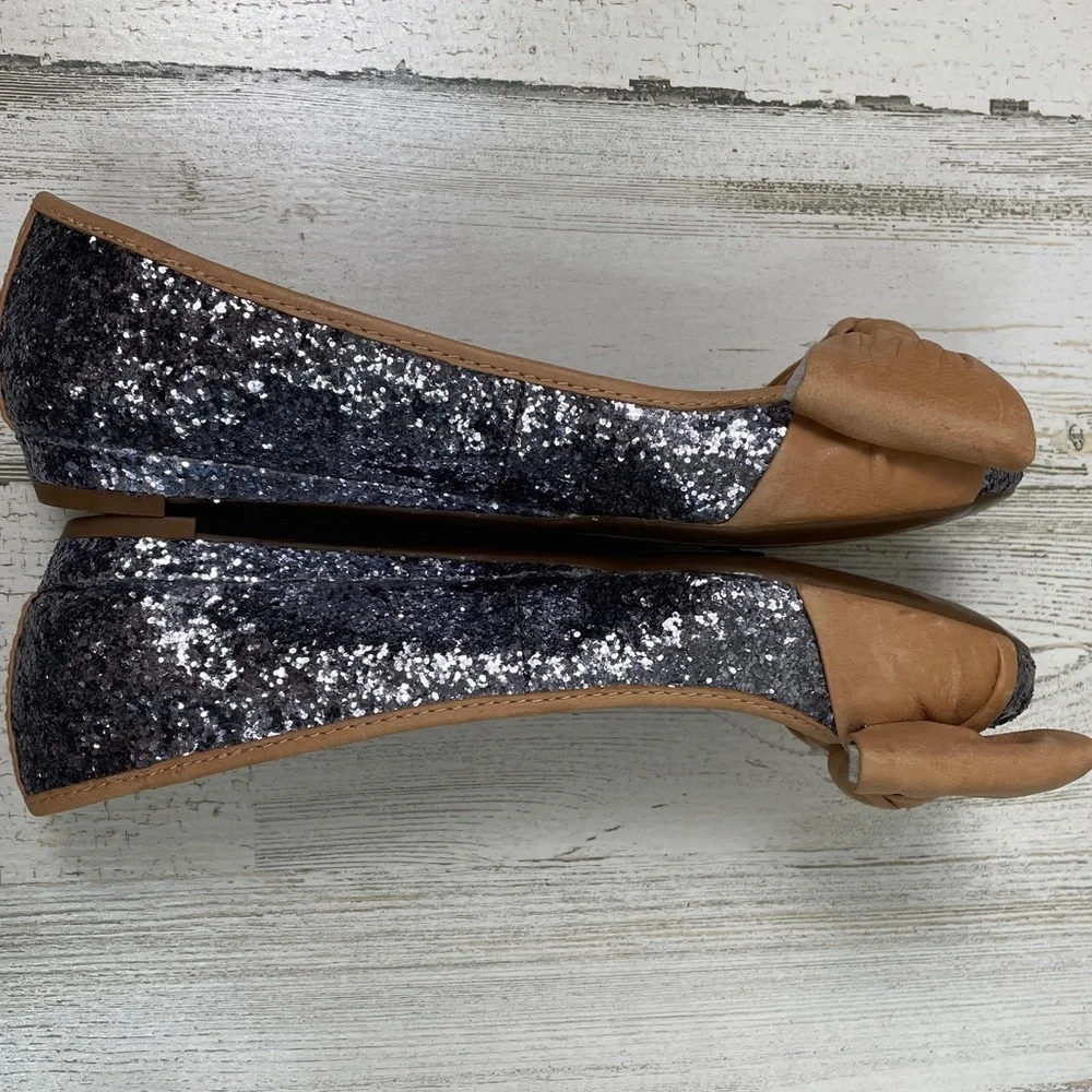 Franco Sarto Artisan glitter leather bow flats - Picture 5 of 9